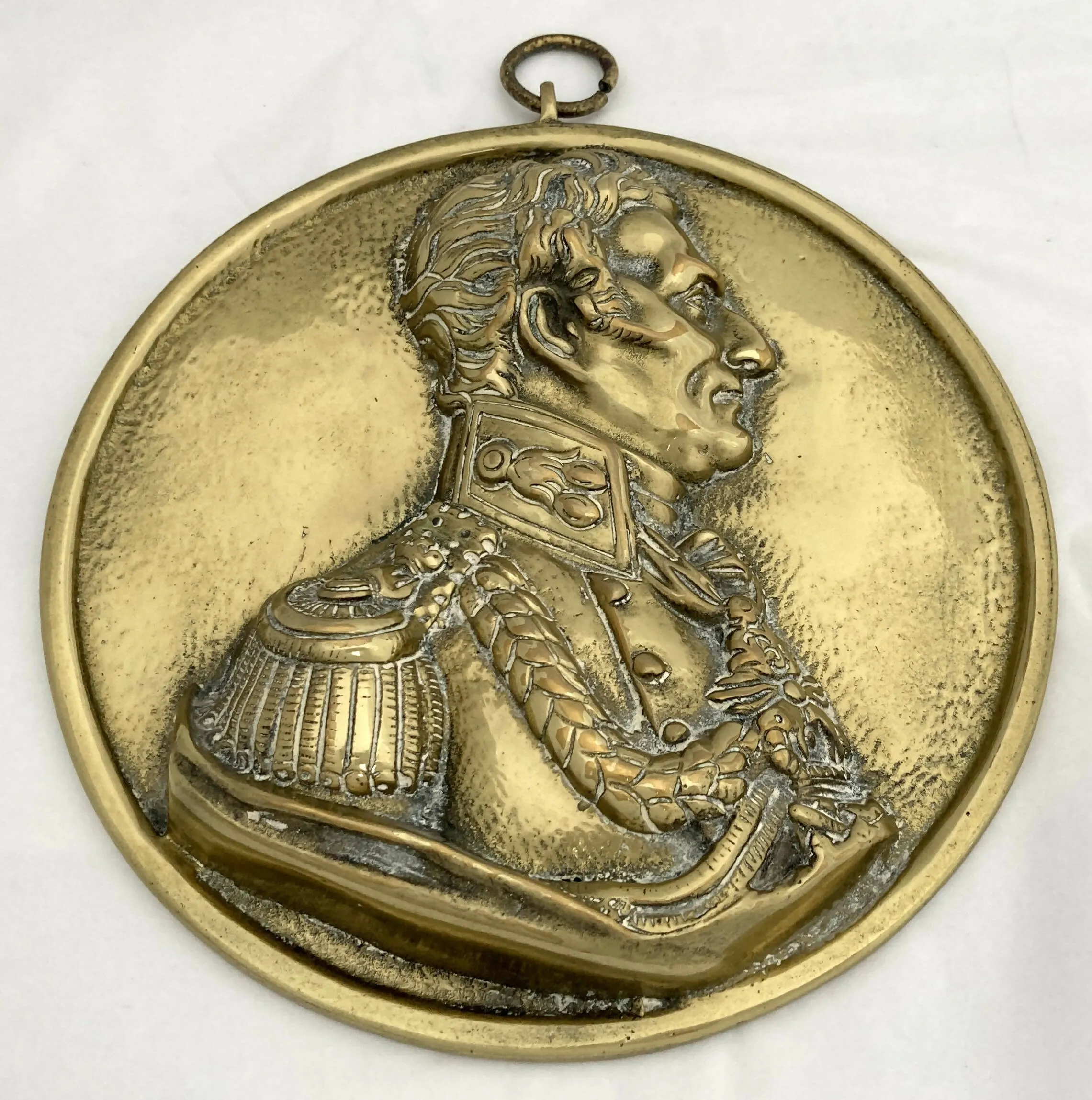 19th Century Duke of Wellington Brass Relief Plaque.