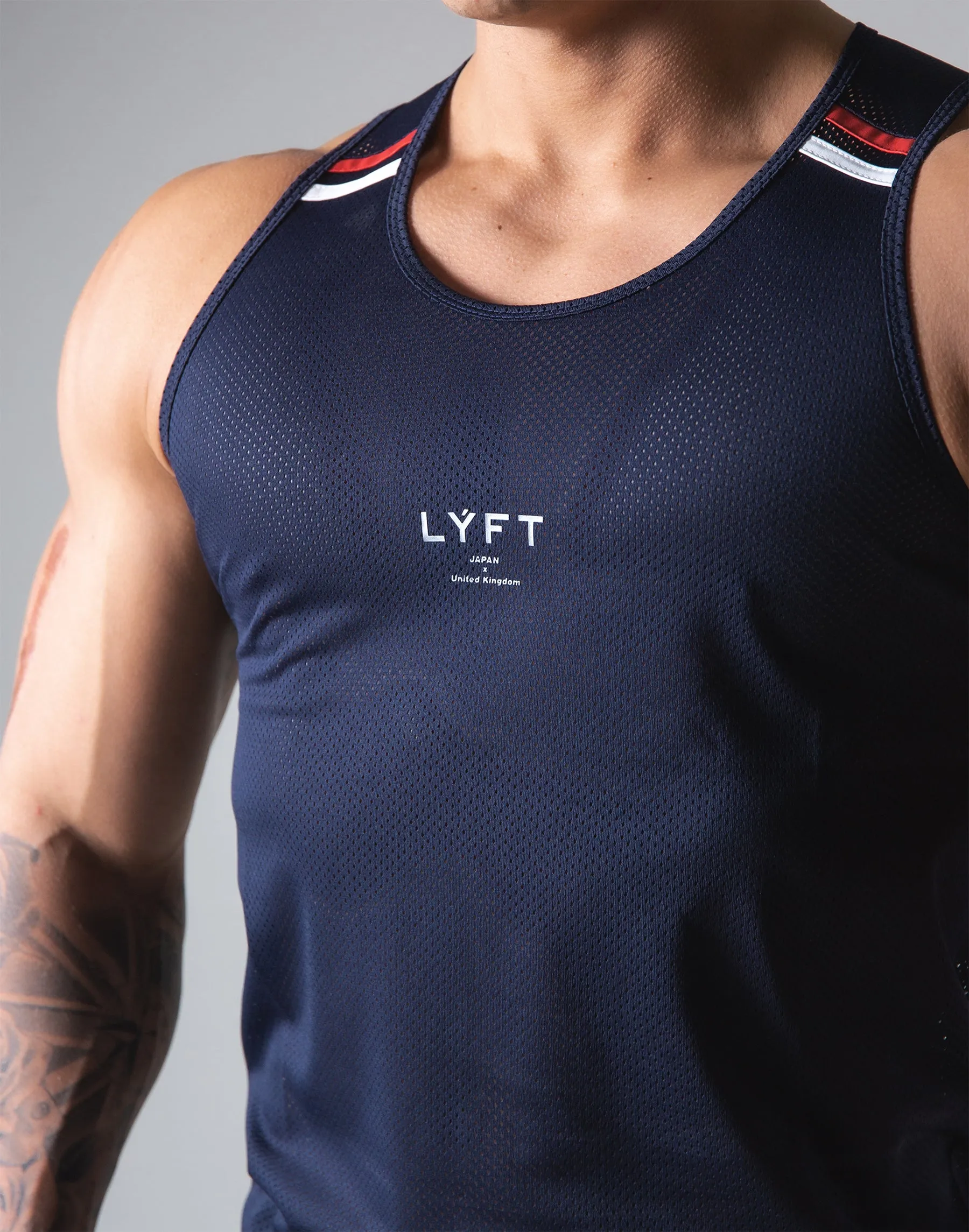 2 Line Mesh Tanktop - Navy