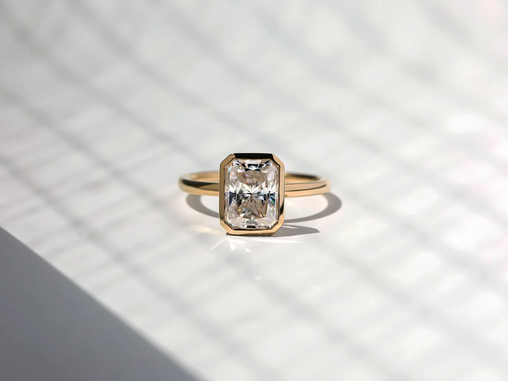 2.70ct Radiant Pret 3X Bezel Ring