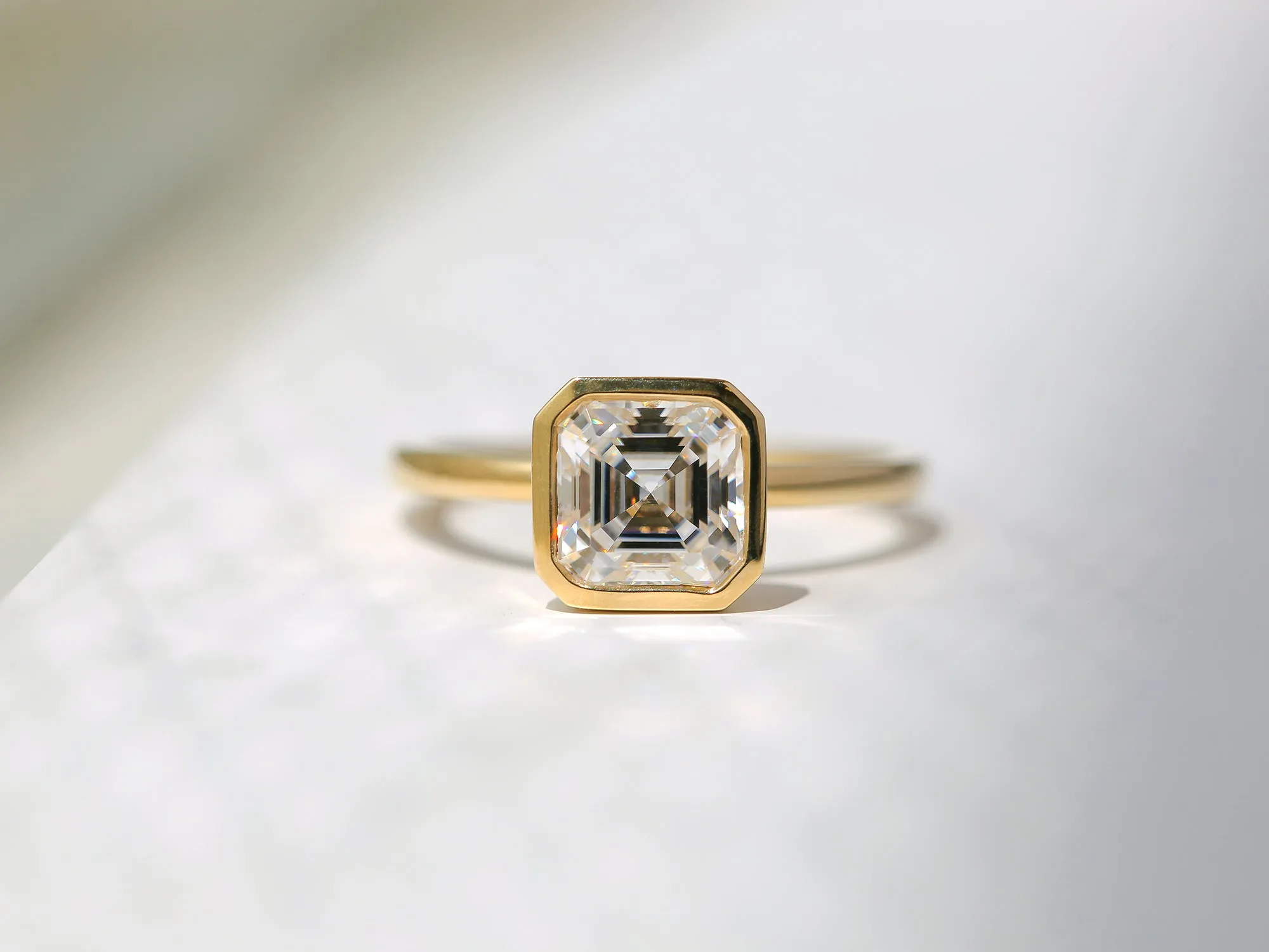 3.00ct Asscher Pret 3X Bezel Ring