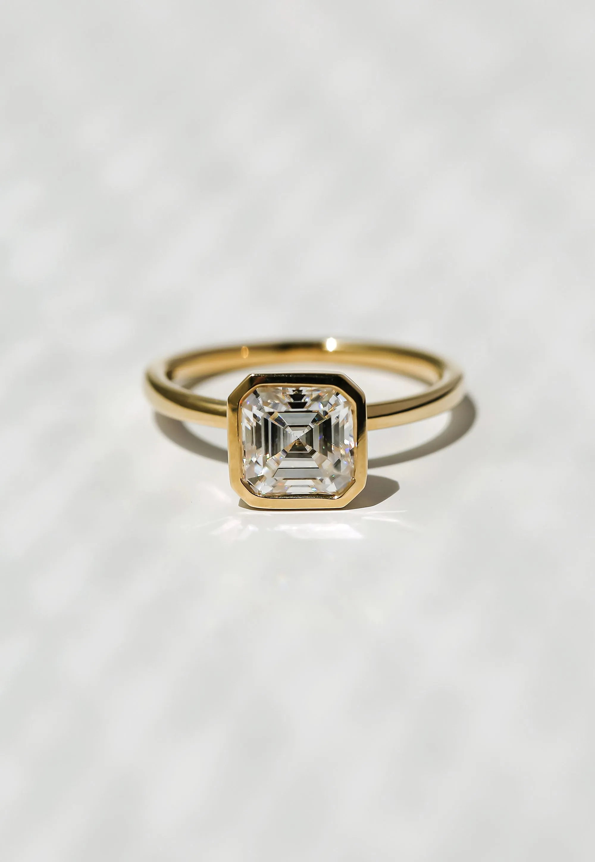 3.00ct Asscher Pret 3X Bezel Ring