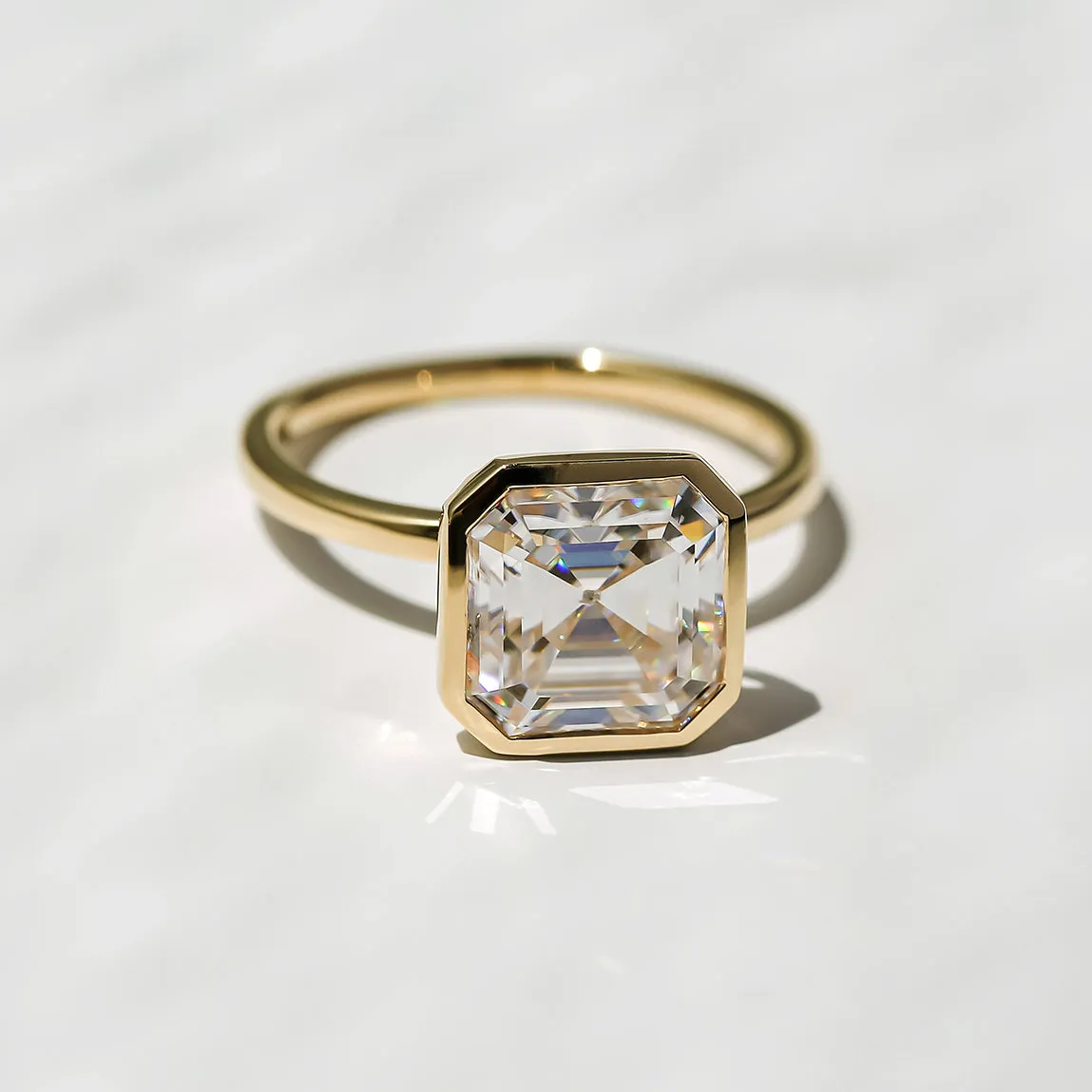 3.00ct Asscher Pret 3X Bezel Ring