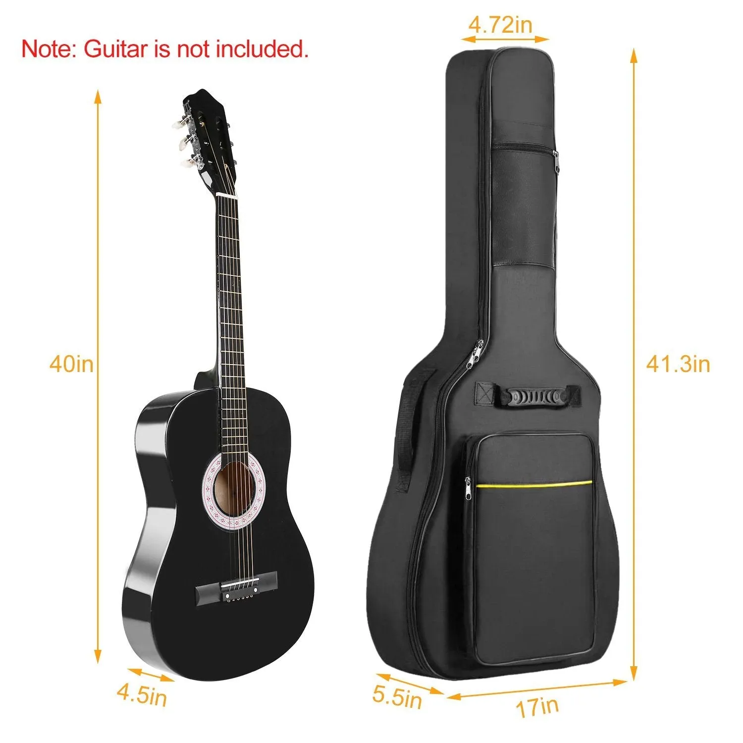 41" 5mm Thick Padded Protective Acoustic Guitar Bag