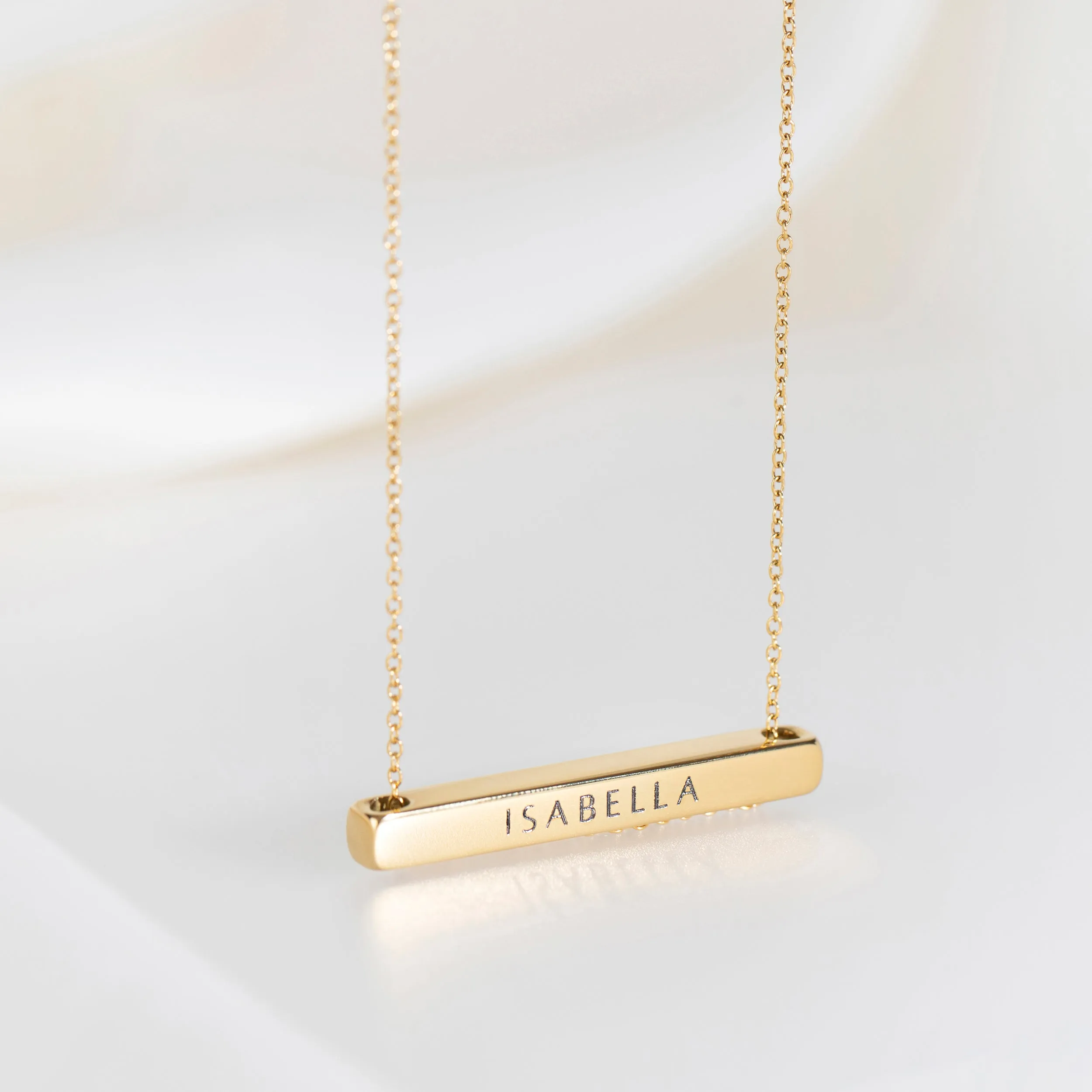 4cm Letter Bar Necklace in Gold Horizontal