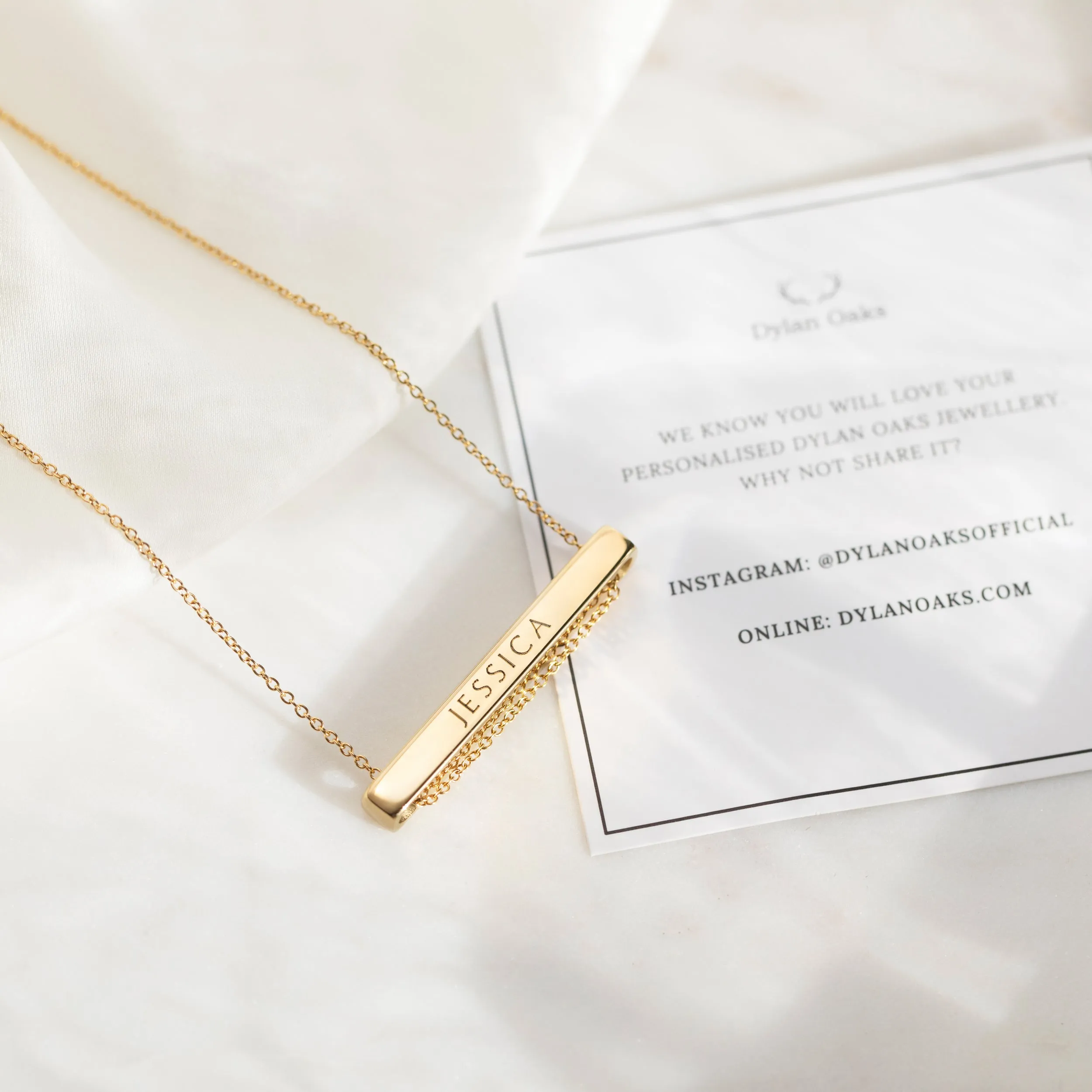 4cm Letter Bar Necklace in Gold Horizontal