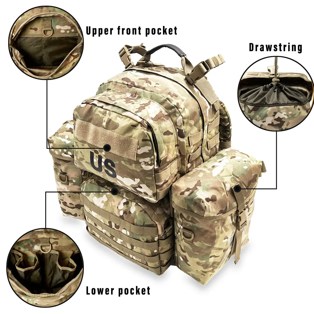 Akmax outdoor Backpack Rucksack, MOLLE 2 Medium Pack with Frame Multicam