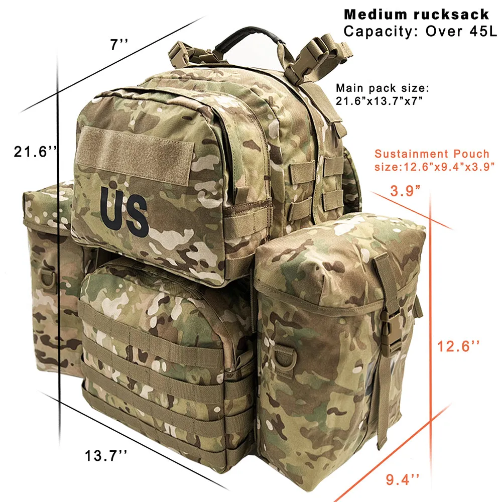 Akmax outdoor Backpack Rucksack, MOLLE 2 Medium Pack with Frame Multicam