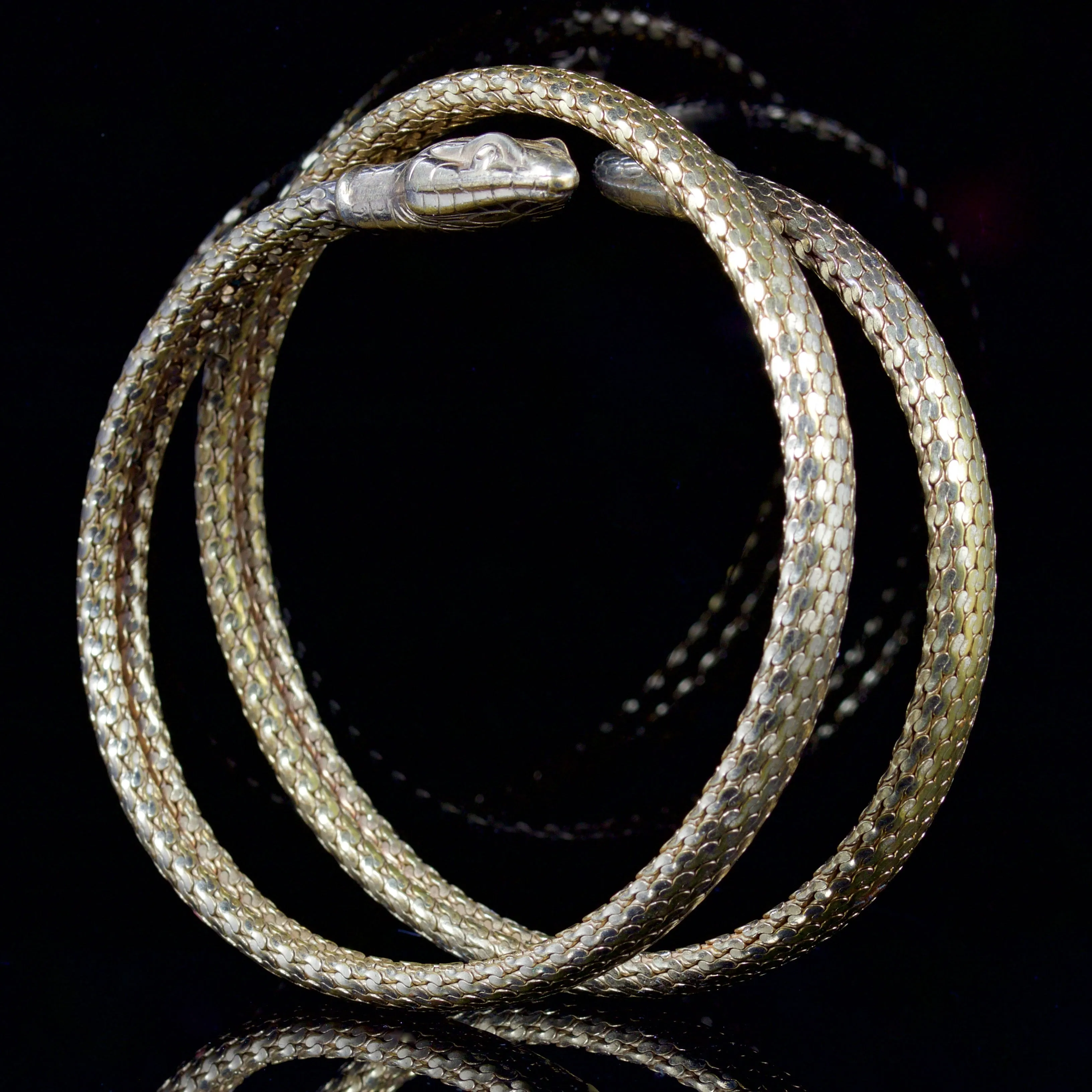 Antique Art Deco Snake Bangle Gold Gilt Circa 1930