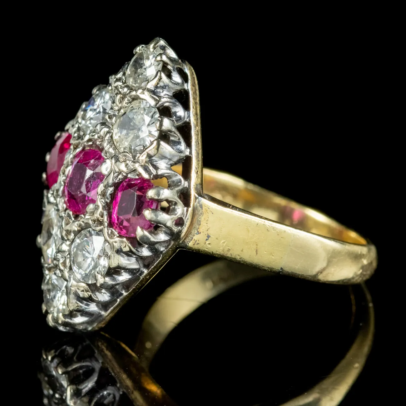 Antique Edwardian Diamond Ruby Cluster Ring 1.45ct Of Ruby Circa 1905