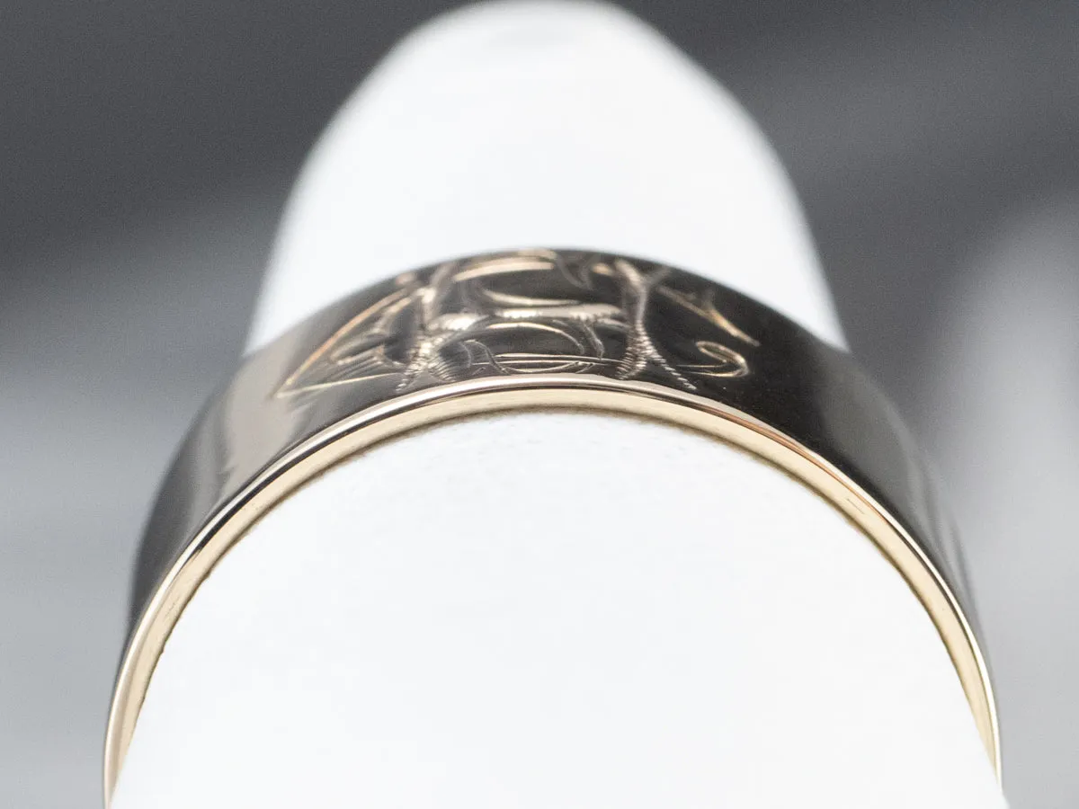 Antique Monogram Gold Cigar Band Ring