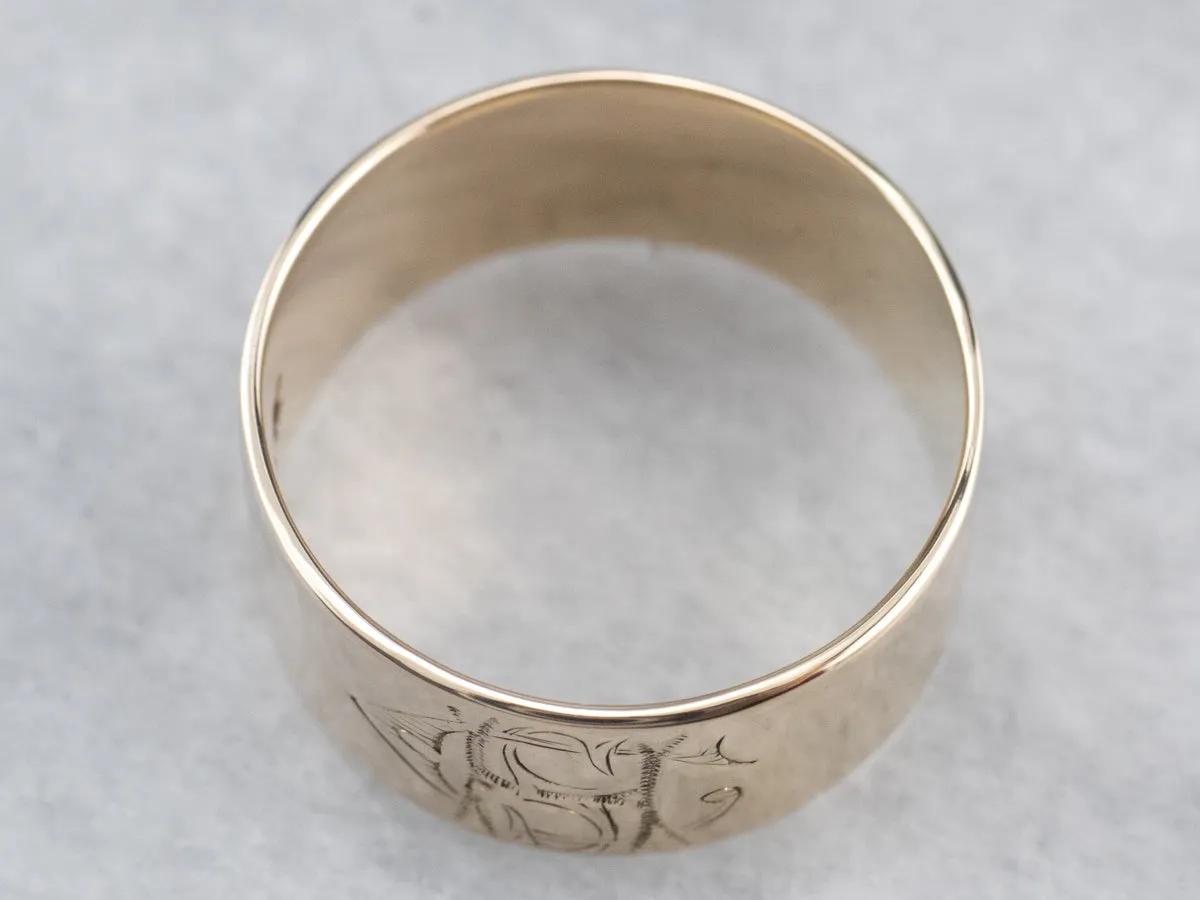 Antique Monogram Gold Cigar Band Ring