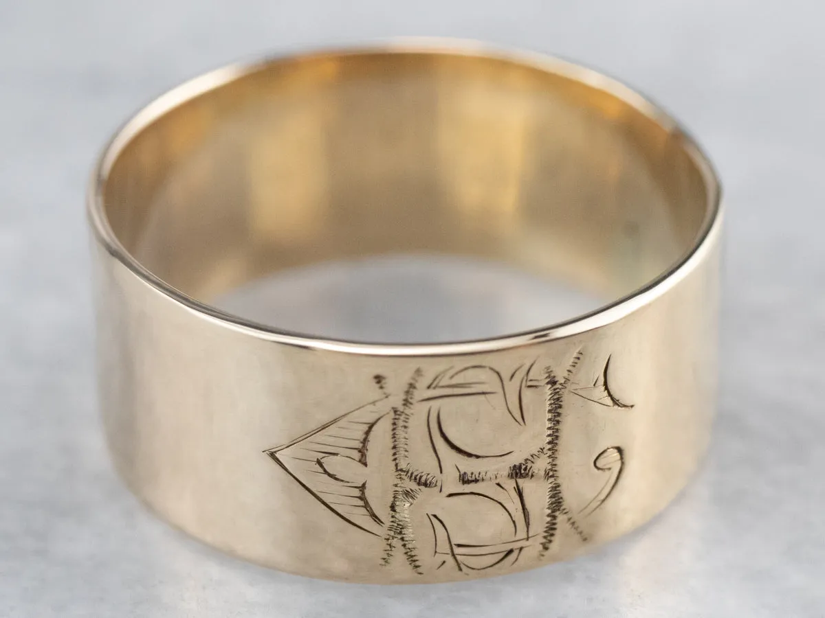 Antique Monogram Gold Cigar Band Ring