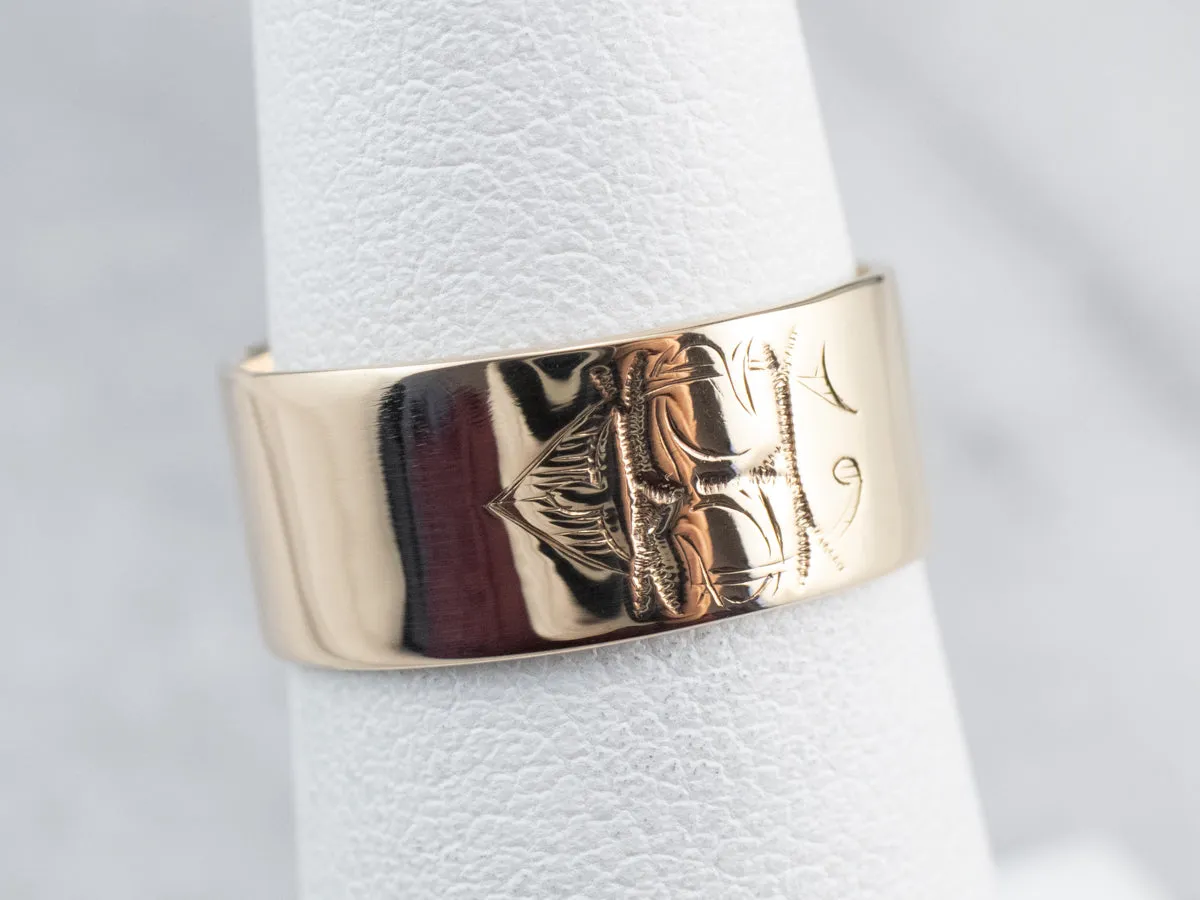 Antique Monogram Gold Cigar Band Ring