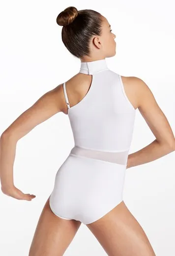 Asymmetric Mock Neck Leotard