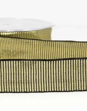 Black & Gold Metallic Gros Grain Ribbon 25mm