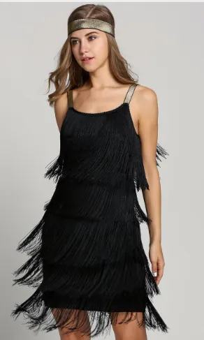 Black Fringed 1920's Flapper Dress