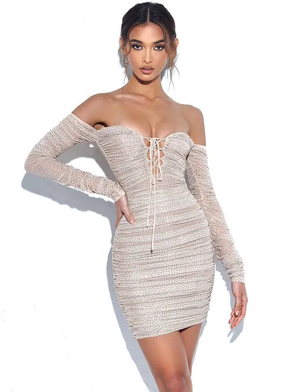 BLANCA CRYSTAL MESH DRESS