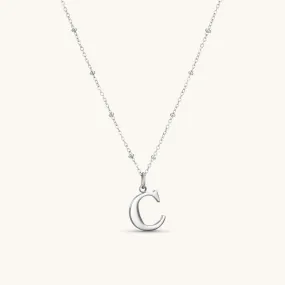 C Initial Pendant Necklace In Silver