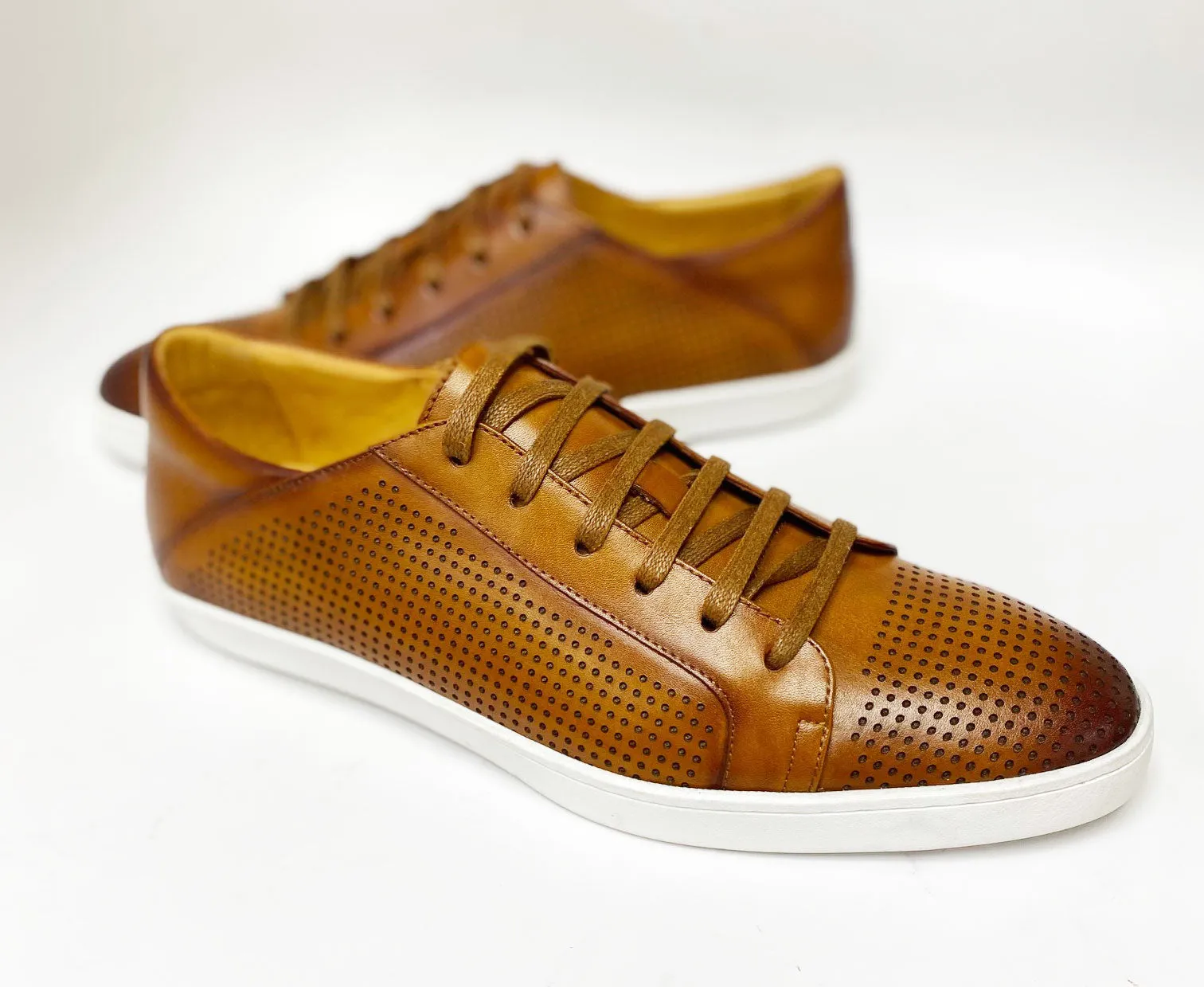 Calfskin Lace-Up Sneaker Cognac