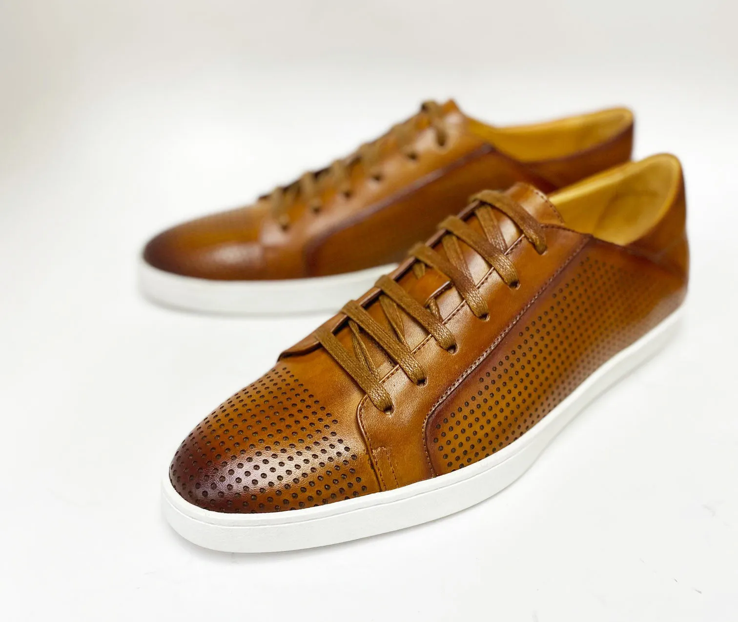 Calfskin Lace-Up Sneaker Cognac