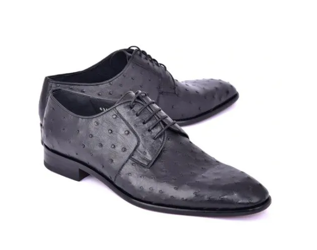 Corrente Genuine Ostrich Lace-up Shoe Black