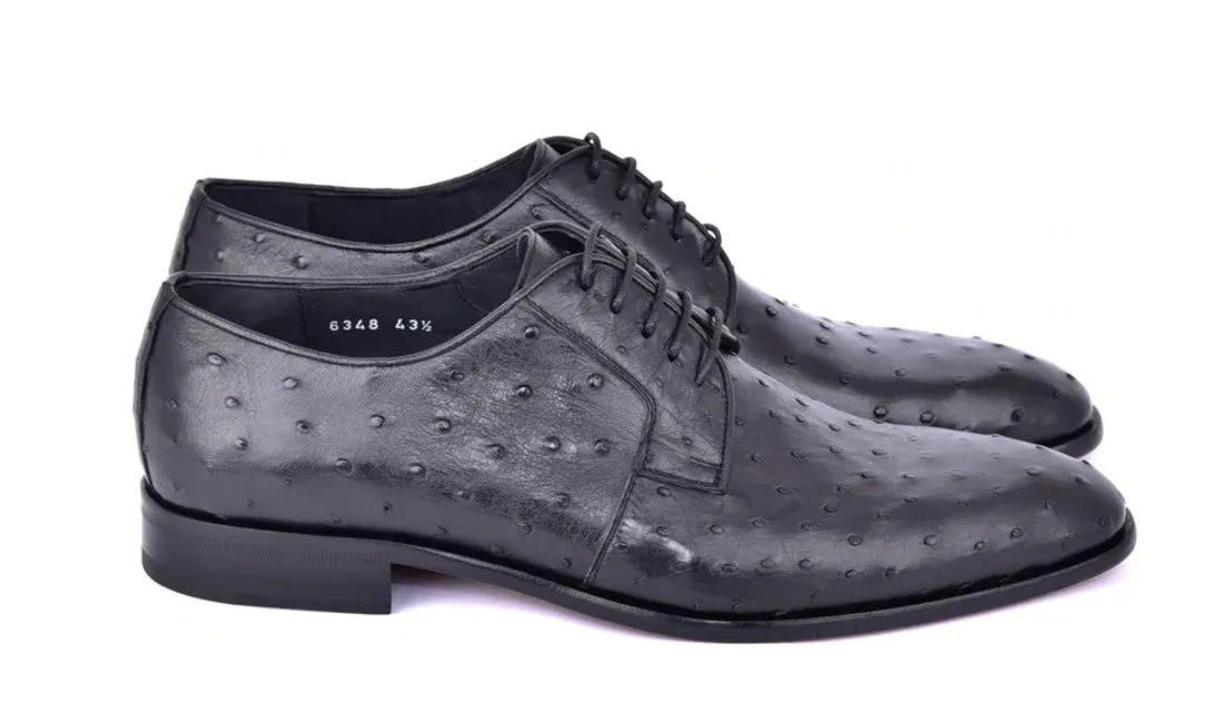 Corrente Genuine Ostrich Lace-up Shoe Black