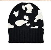 COW PRINT KNIT SUPER SOFT CUFF BEANIE-WCB120071