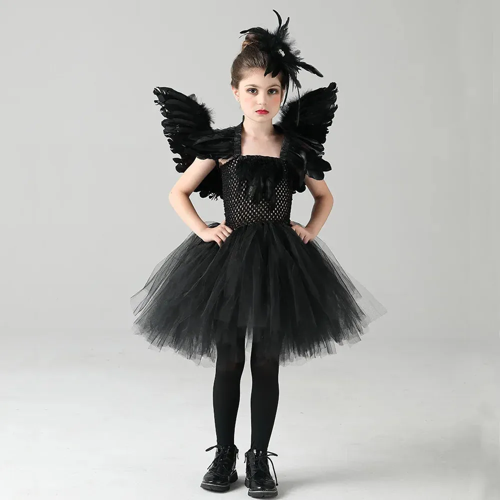 Dark Queen Black Swan Cosplay Tutu Kid Costume