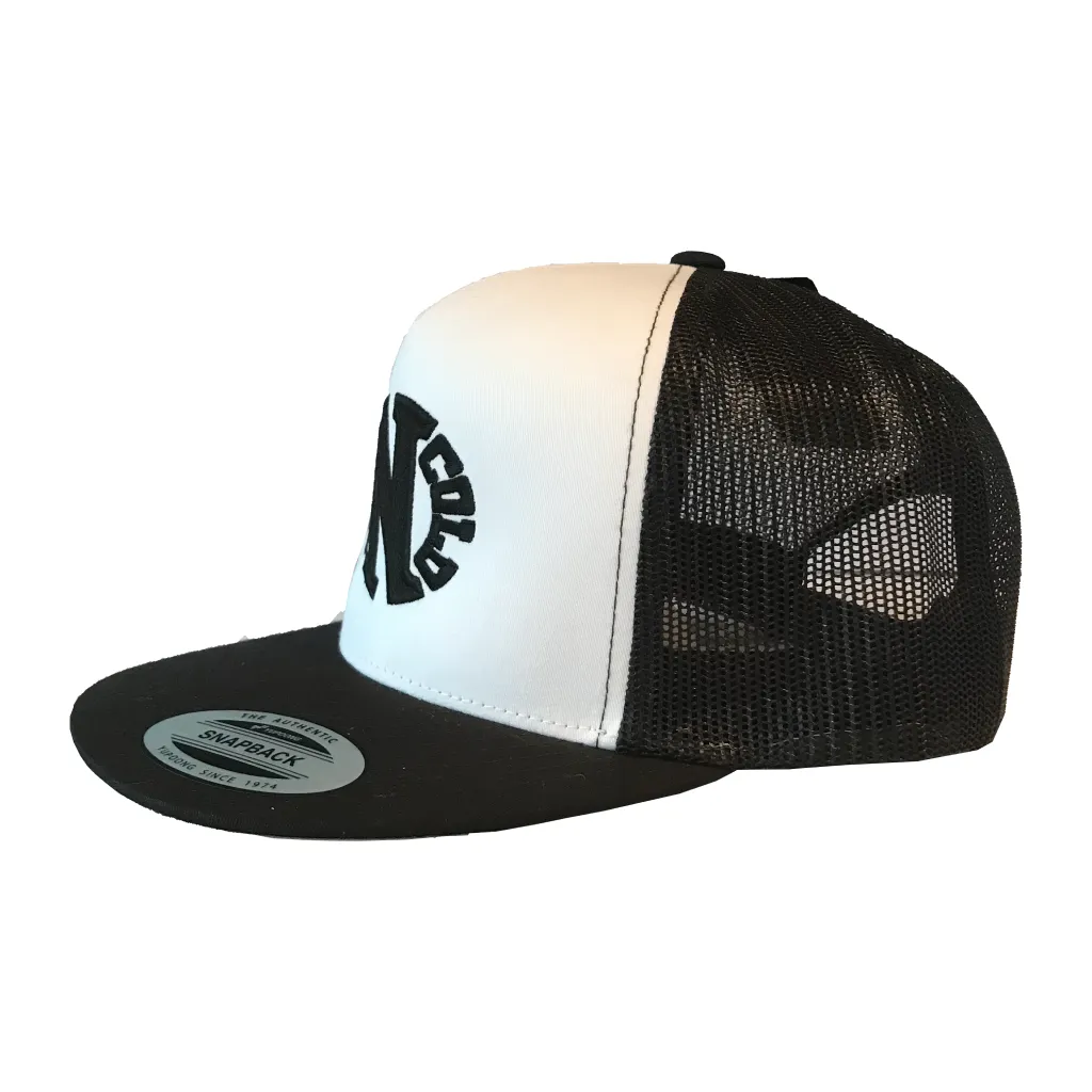 Darkncold Egg Logo Trucker Snapback Cap Black White