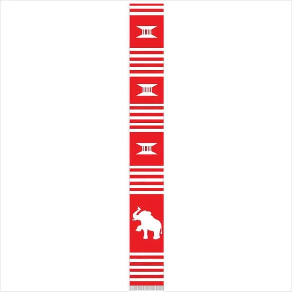 Delta Red Elephant Kente Cloth Stole