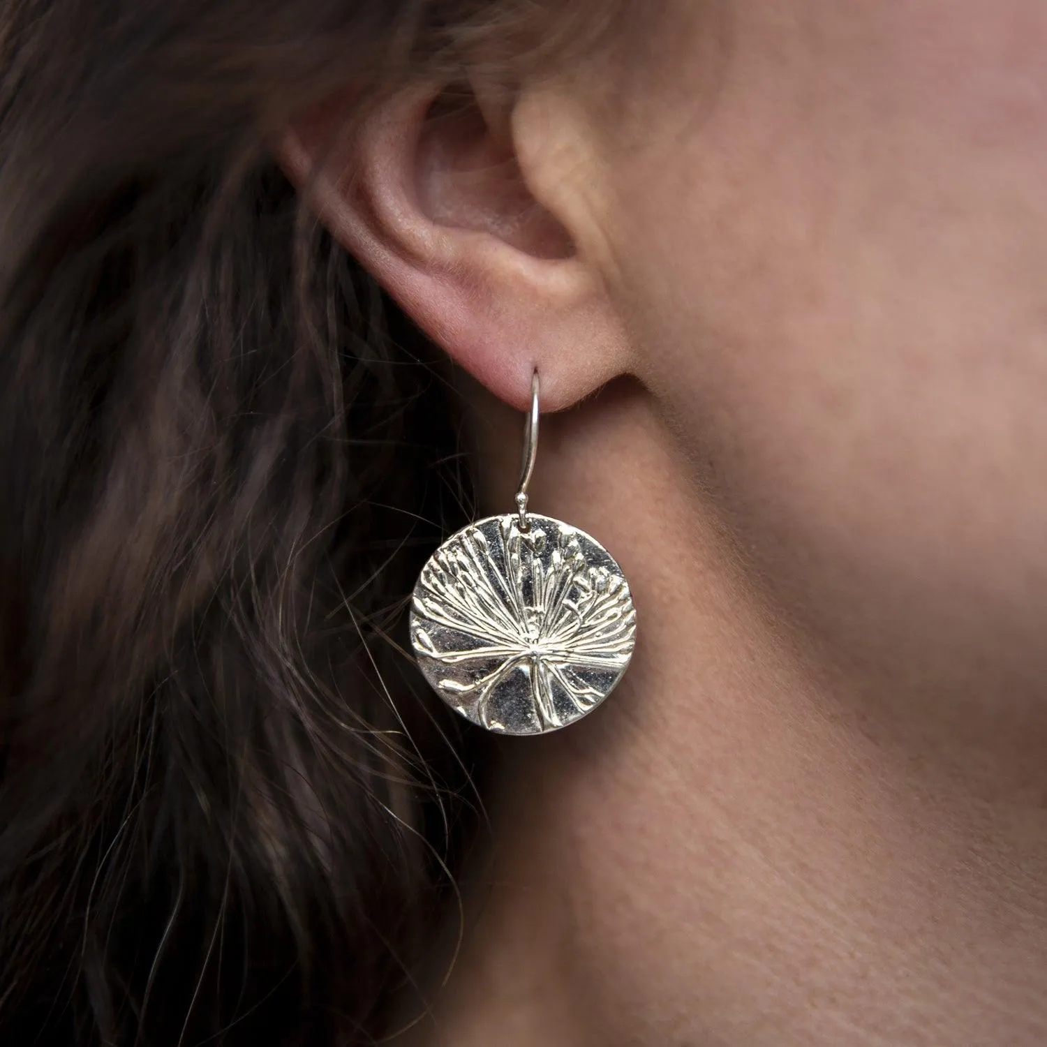 Dill Flower Earrings | Embossed Discs