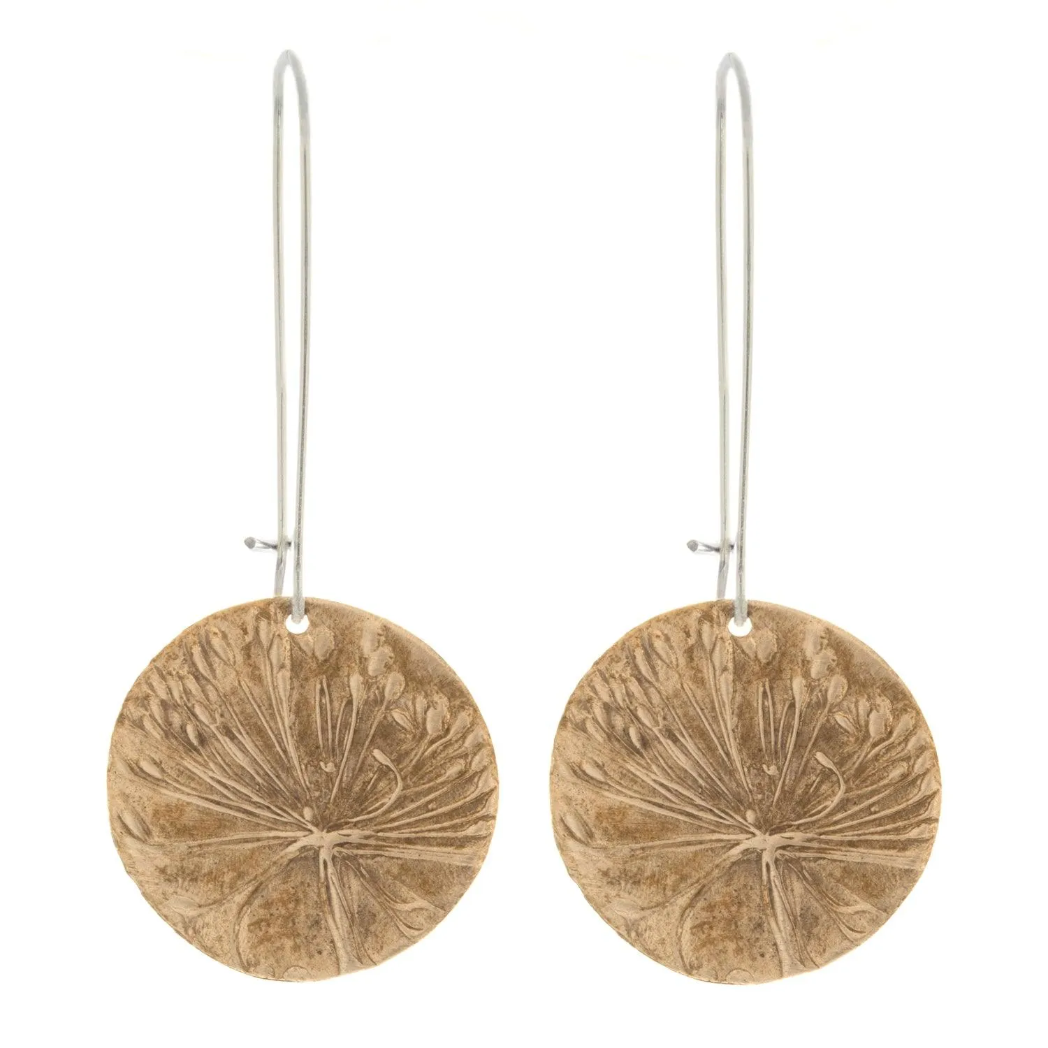 Dill Flower Earrings | Embossed Discs