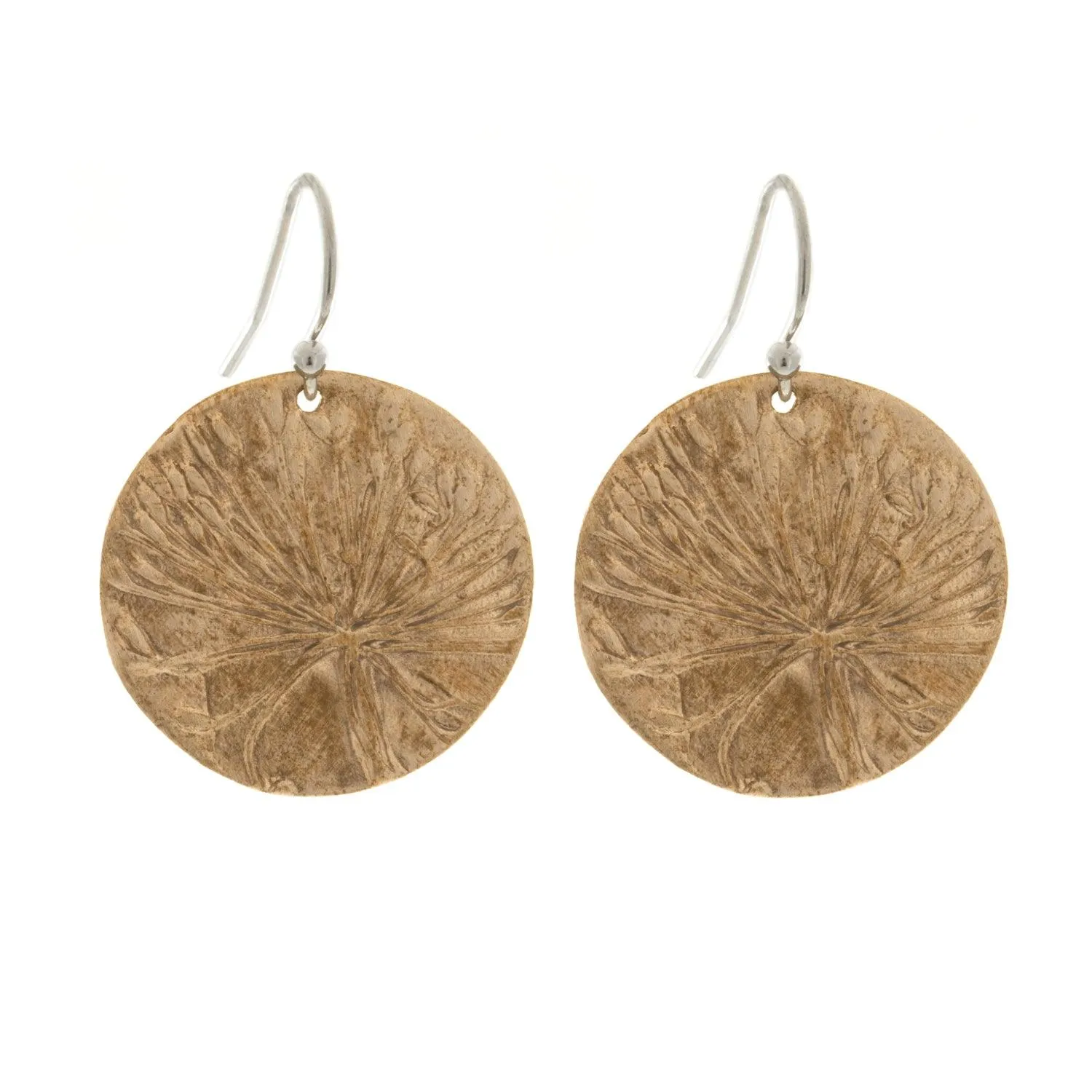 Dill Flower Earrings | Embossed Discs