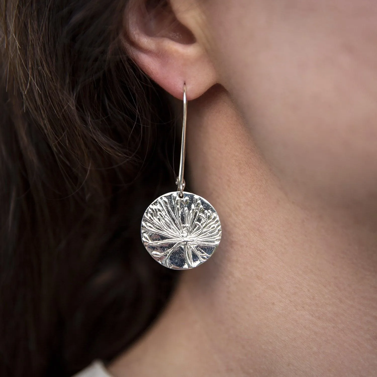 Dill Flower Earrings | Embossed Discs