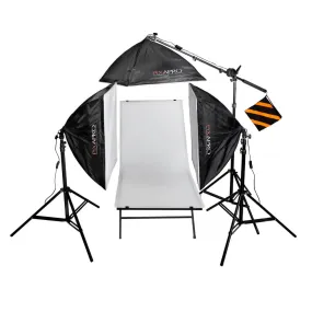 EzyLite Lighting 3 Head Softbox Boom Stand Kit (3x85w) with 60x100cm Shooting Table