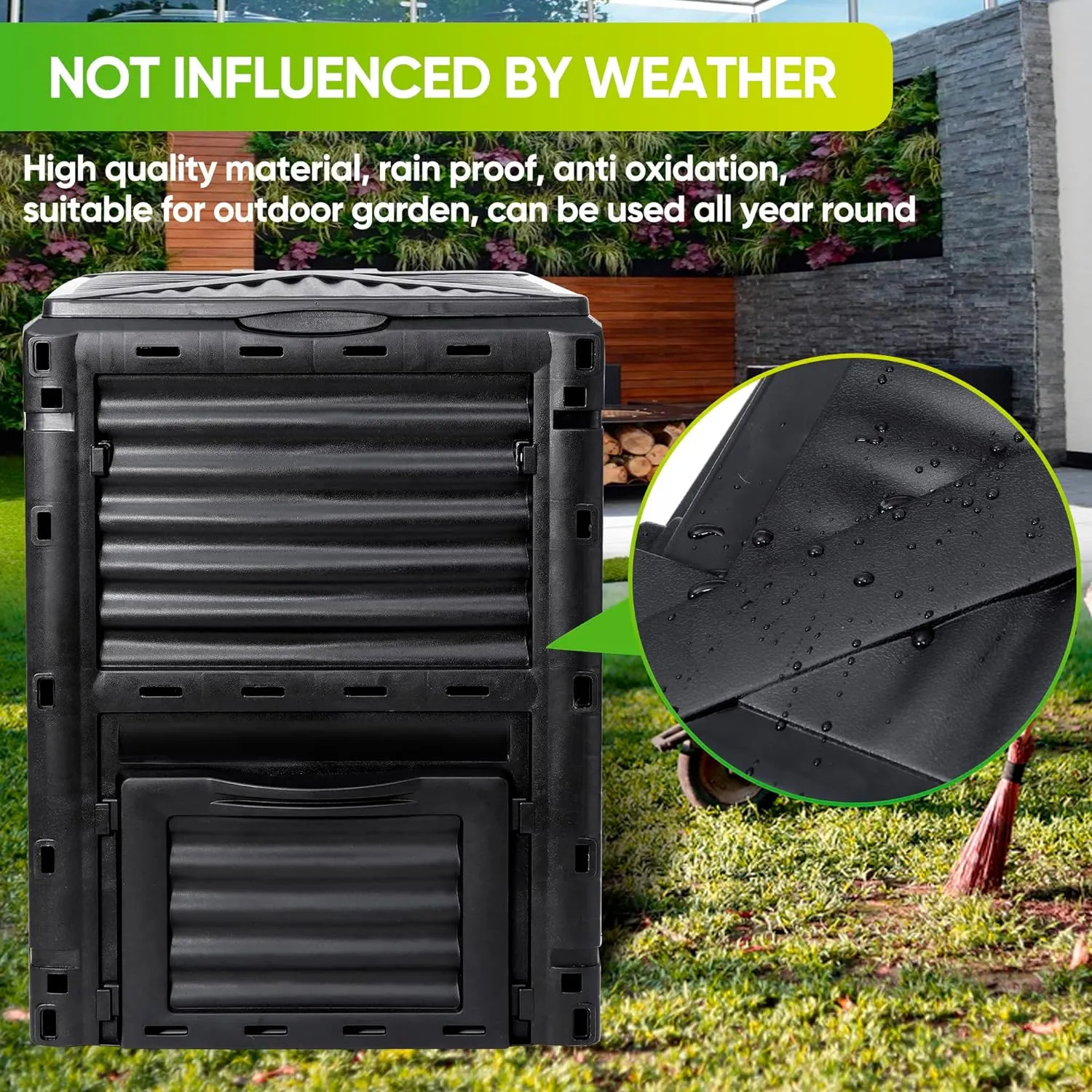 Garden Compost Bin, BPA Free, 80 Gallon, 300 L, Large Compost Bin