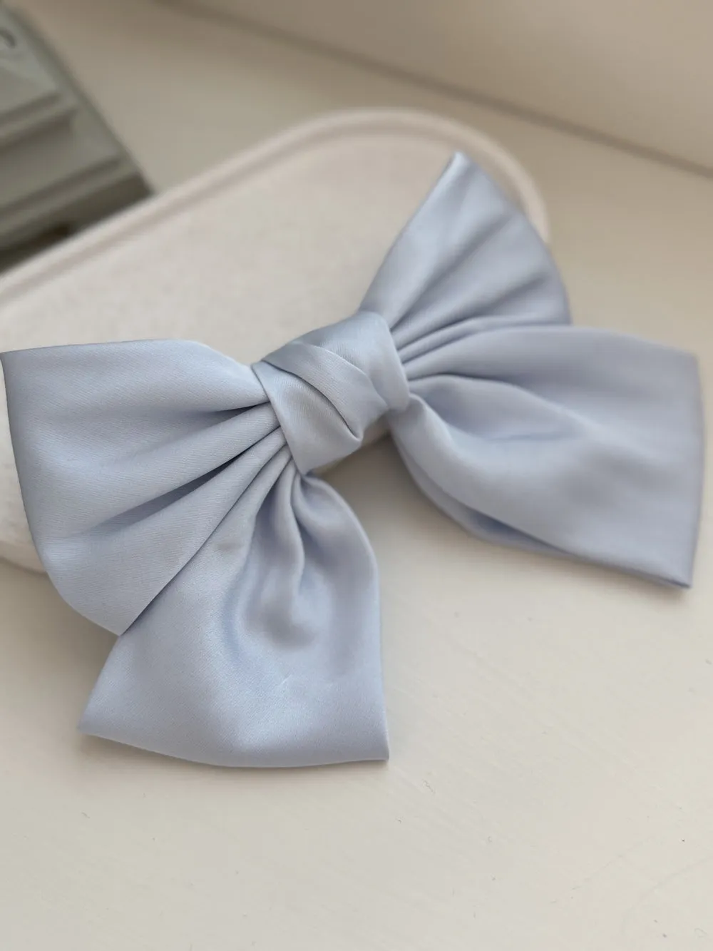 Girls Blue Satin Bow