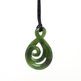 Greenstone Maori Twist Necklace with Koru