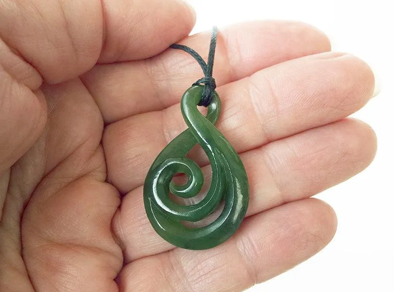 Greenstone Maori Twist Necklace with Koru