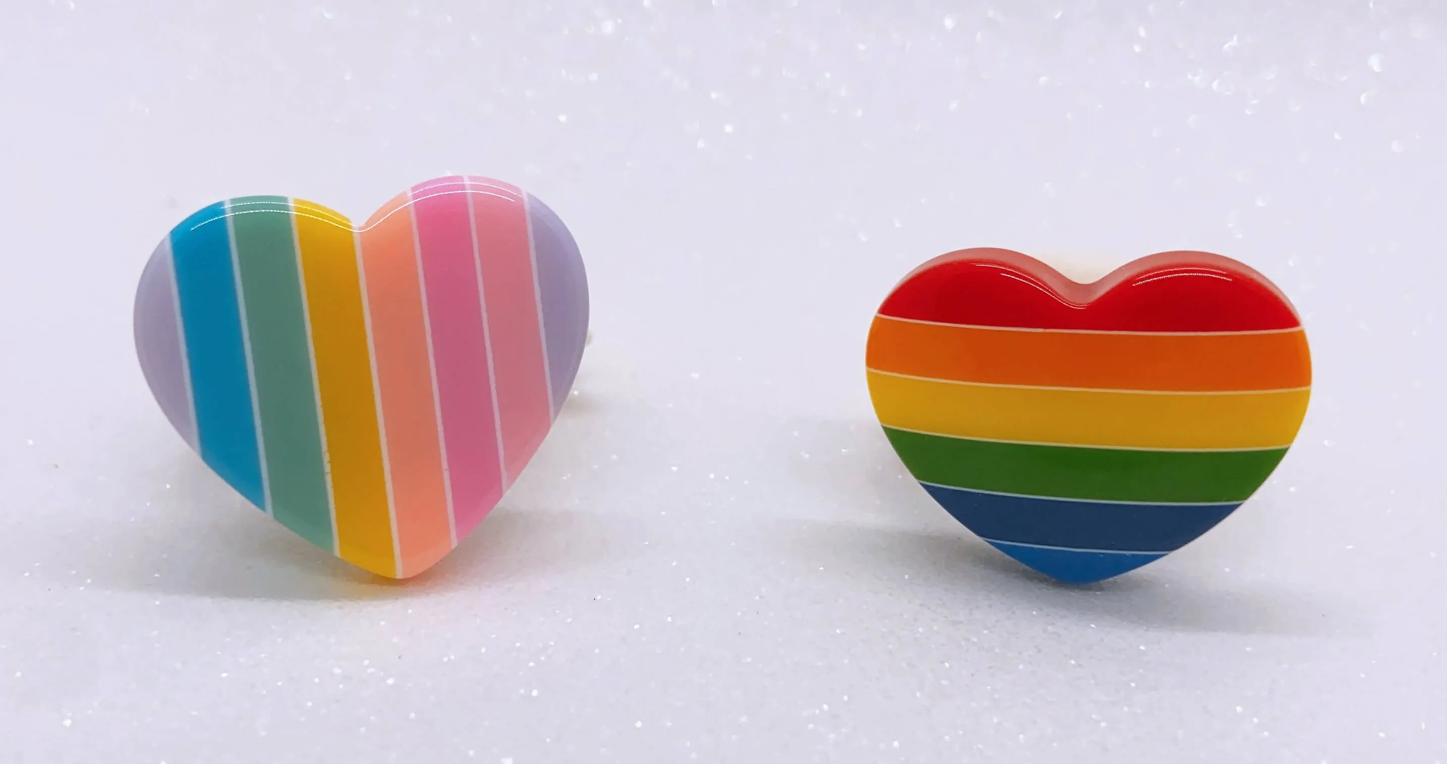 Instant Shipping! Rainbow Stripe Heart Ring (2 Colors)