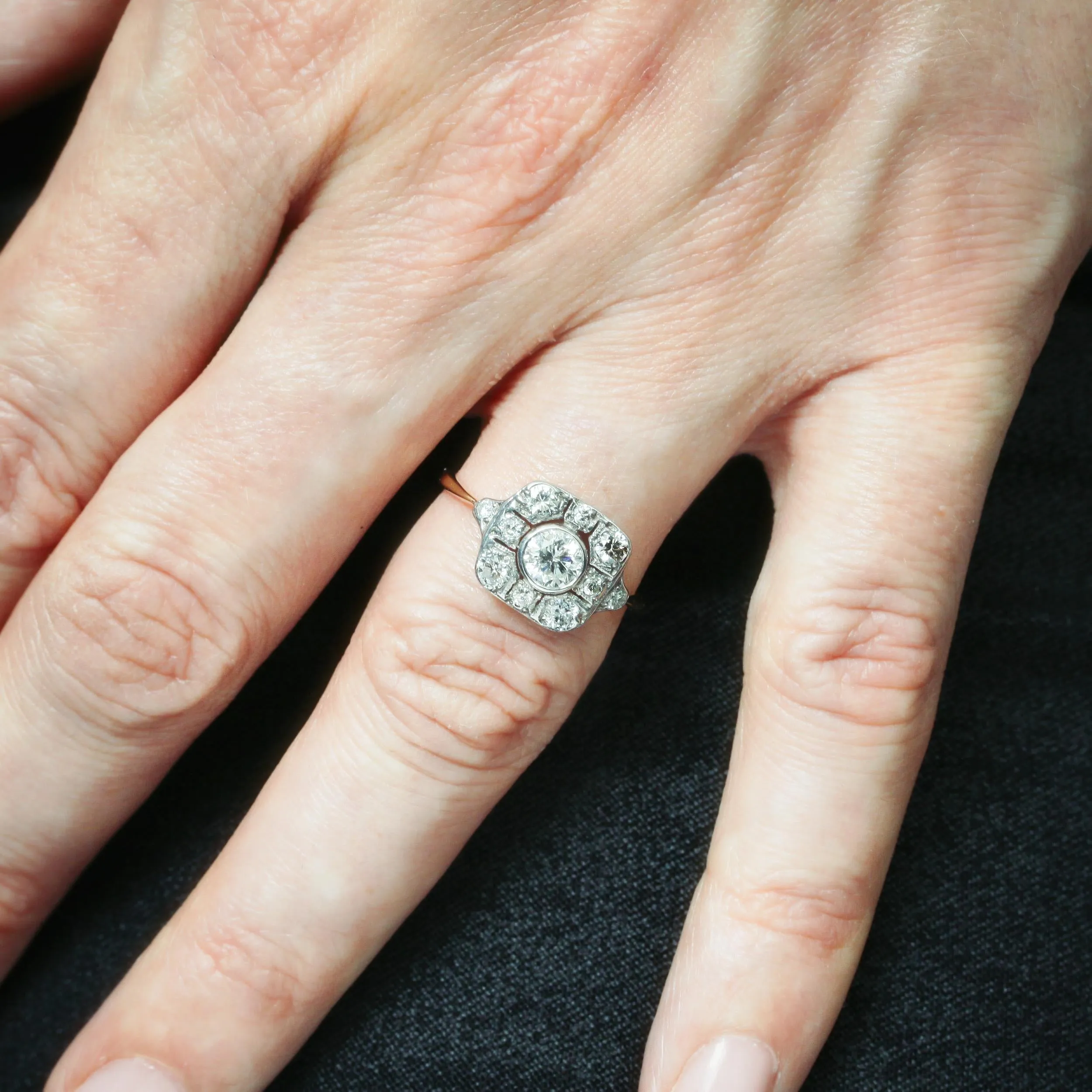 Luxe Lovely Art Deco Diamond Cluster Ring