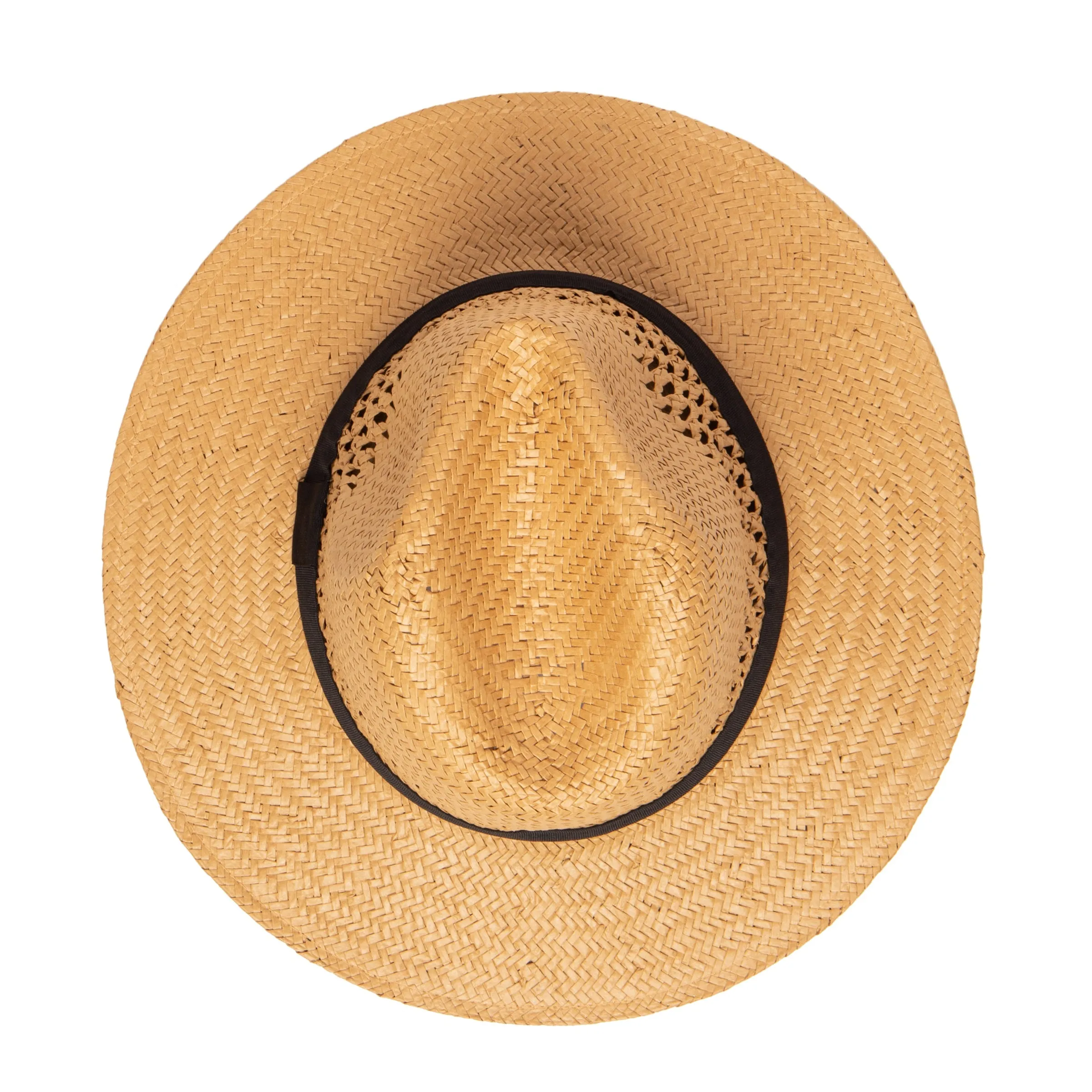 Men's Woven Paper Fedora With Vented Crown And Stretch Band