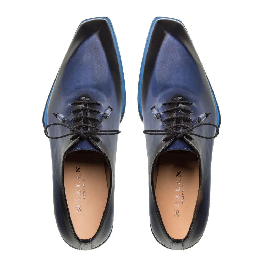 Mezlan Asymmetrical Lace-Up Oxford Blue