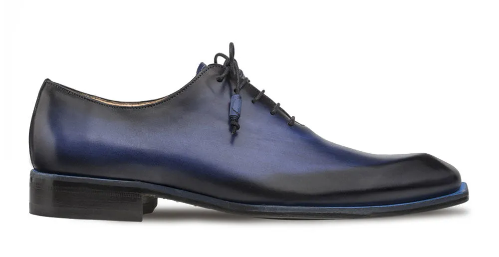 Mezlan Asymmetrical Lace-Up Oxford Blue