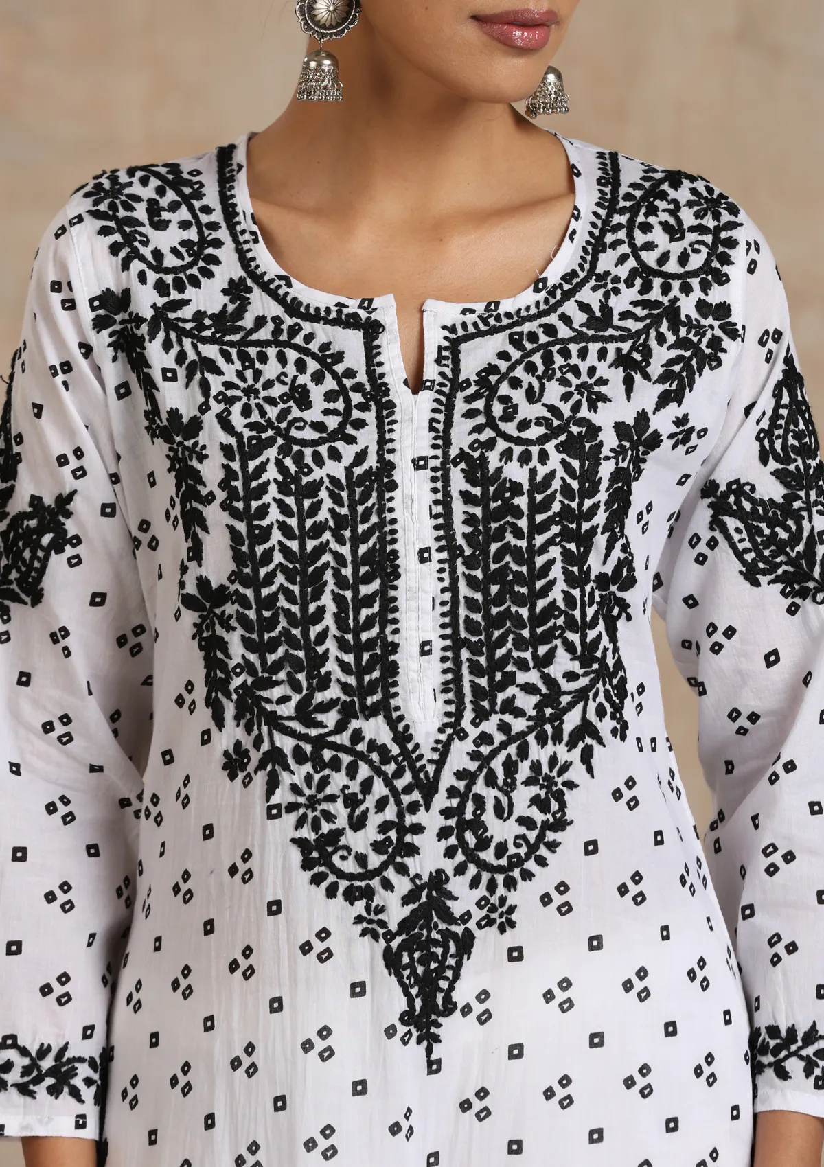 Naji Chikankari Mulmul Straight Kurta