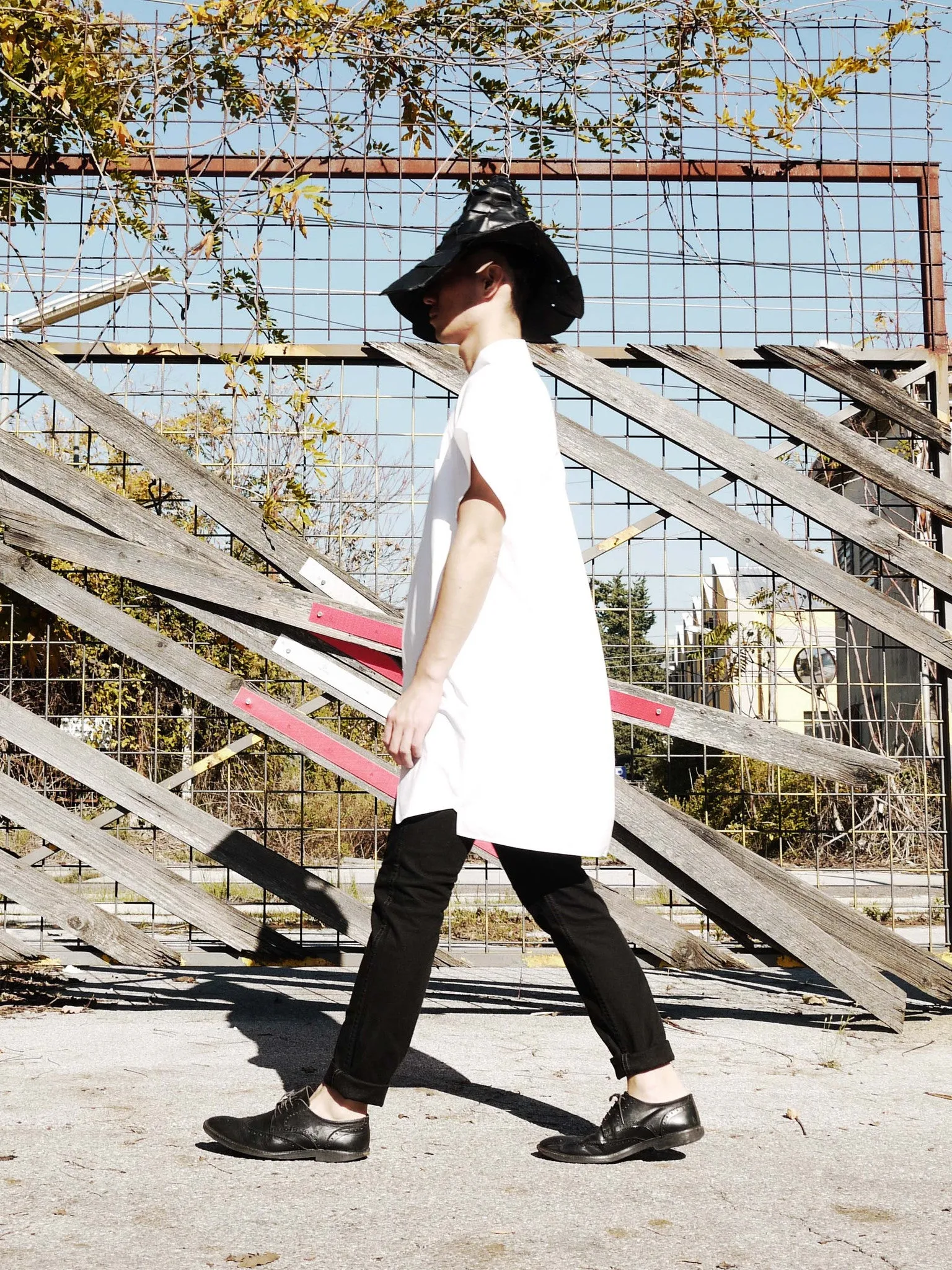 Origami Short-sleeves Midi Shirt / White