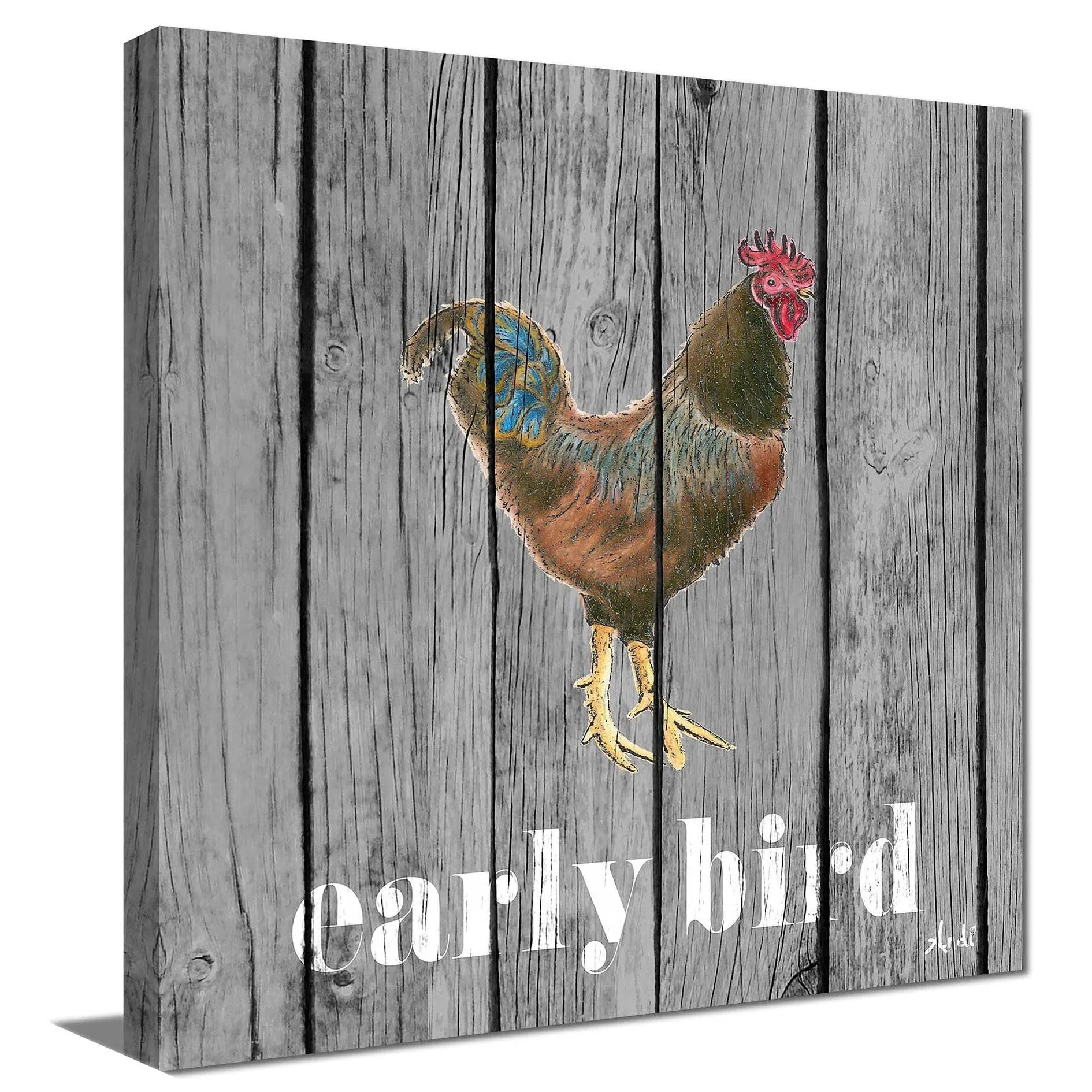 " Early Bird Rooster" Print on Canvas