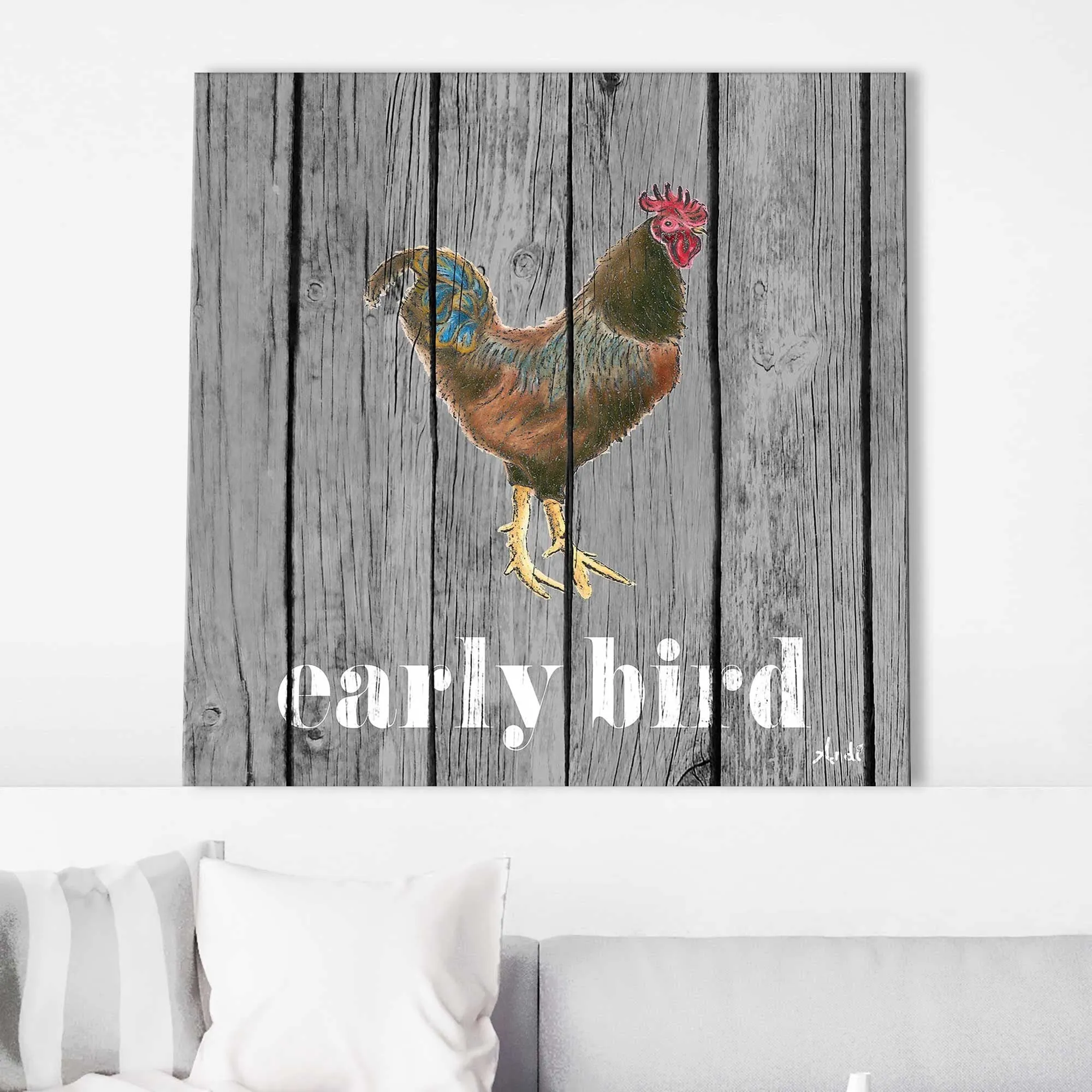 " Early Bird Rooster" Print on Canvas