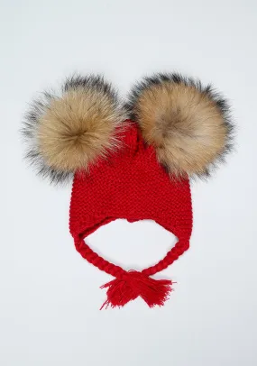 Red Double Pom Bomber Hat