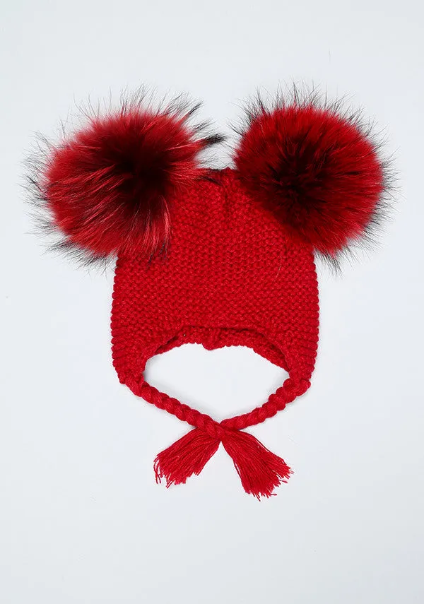 Red Double Pom Bomber Hat